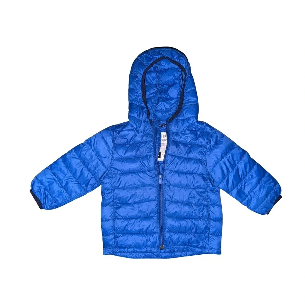 Baby Gap Blue PrimaLoft Lightweight Puffer Jacket‎ Hooded Coat 18-24 Months M2